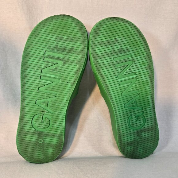GANNI Green Vegea Slides Embossed Logo Slip-On Flat Platform Sandals Size 8.5/9. - Picture 14 of 16